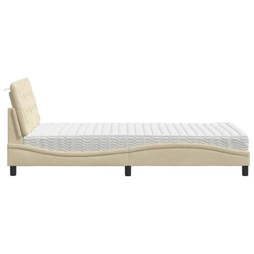 Seng med madras 100x200 cm stof cremefarvet