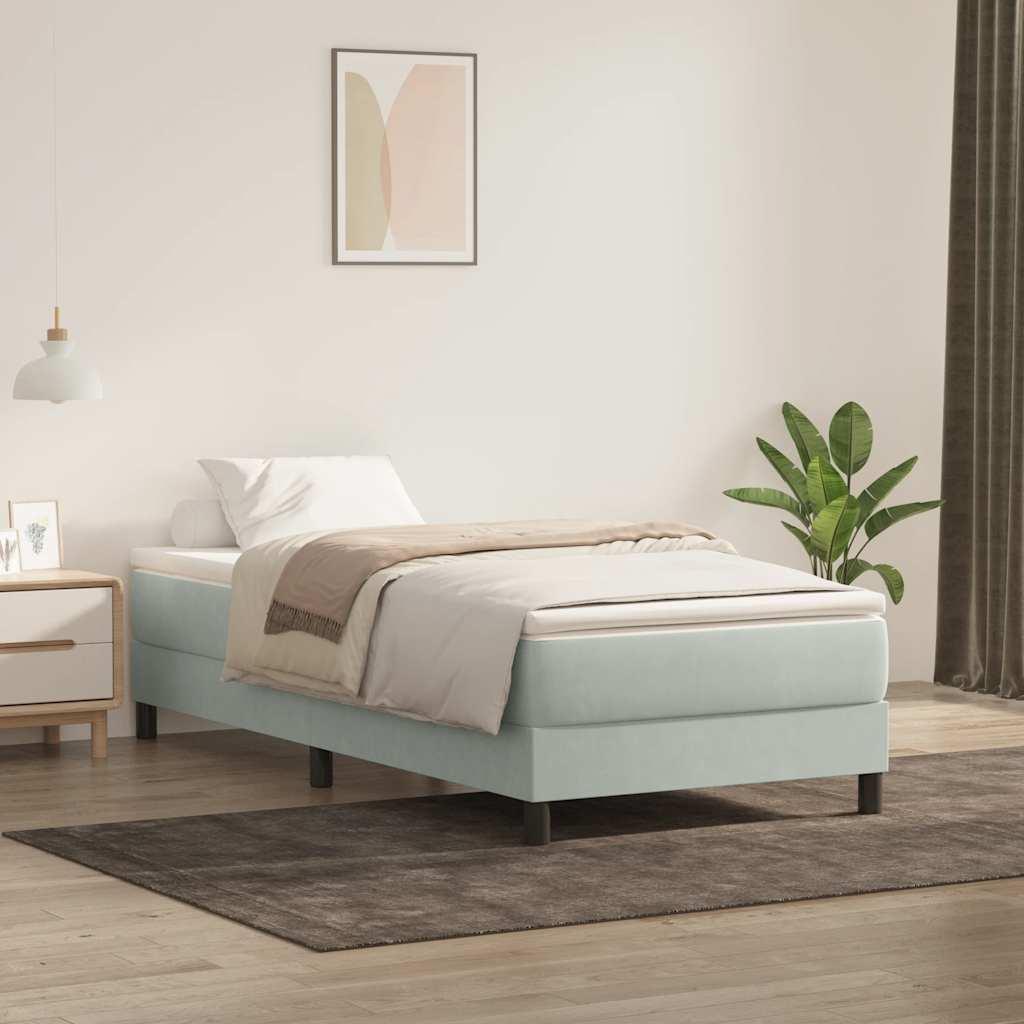 vidaXL kontinentalseng uden madras 90x220 cm fløjl lysegrå