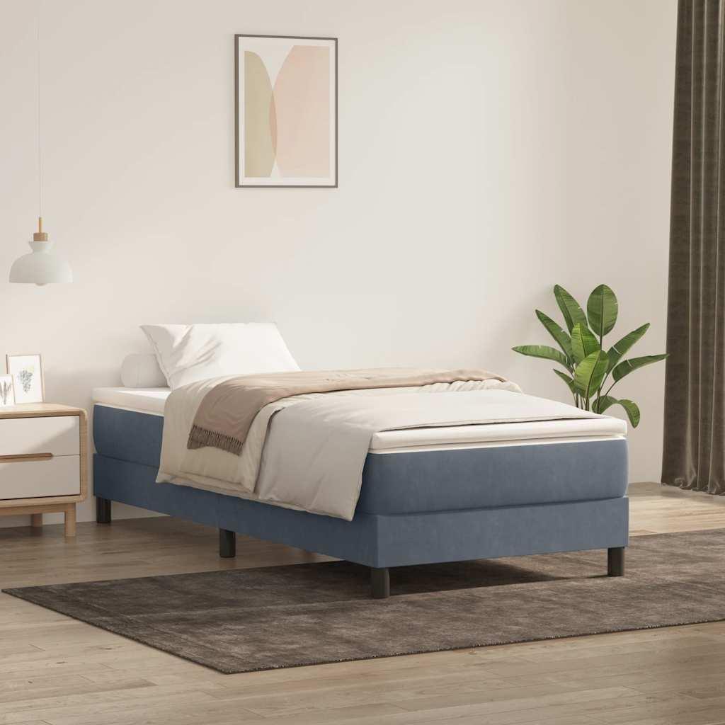 Kontinentalseng med madras mørkegrå 90x220 cm fløjl