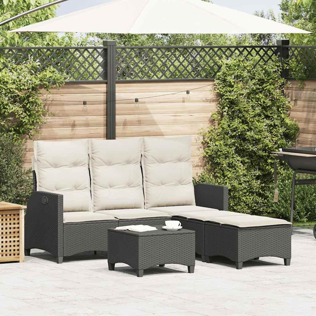 Sofasæt til haven 3 dele med hynder L-formet polyrattan sort