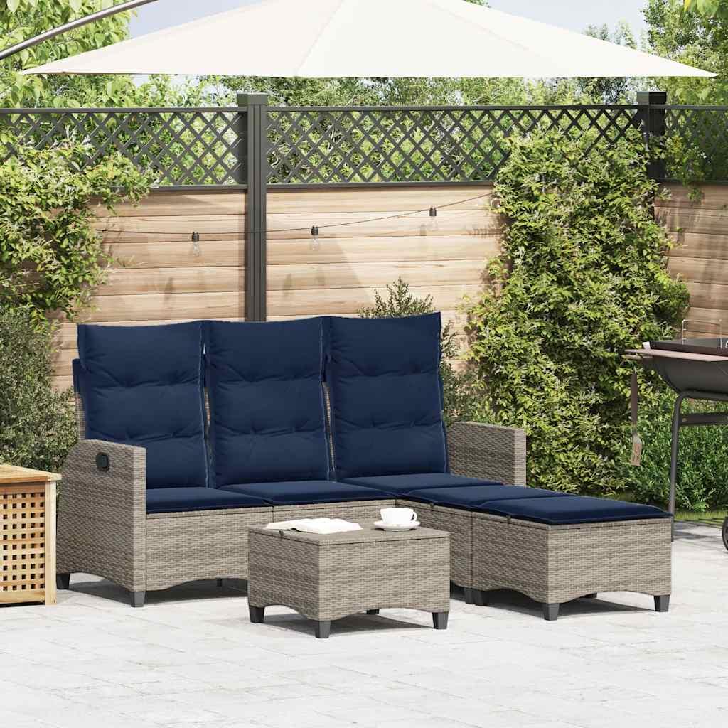 Sofasæt til haven 3 dele med hynder L-formet polyrattan grå
