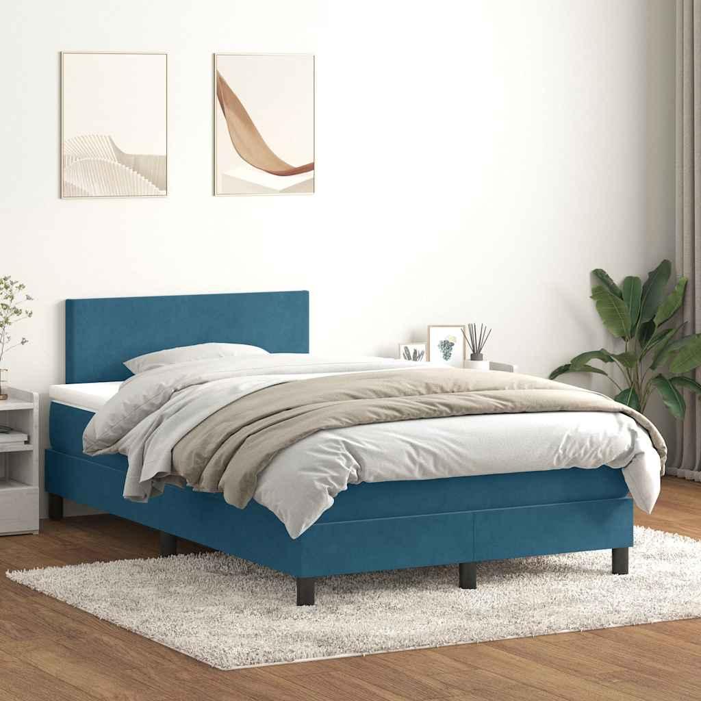 Kontinentalseng med madras 120x210 cm fløjl mørkeblå
