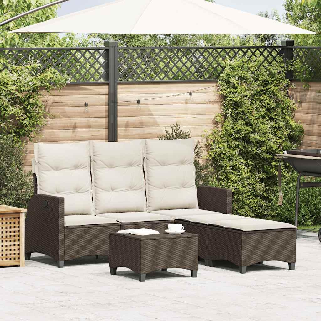 Sofasæt til haven 3 dele med hynder L-formet polyrattan brun