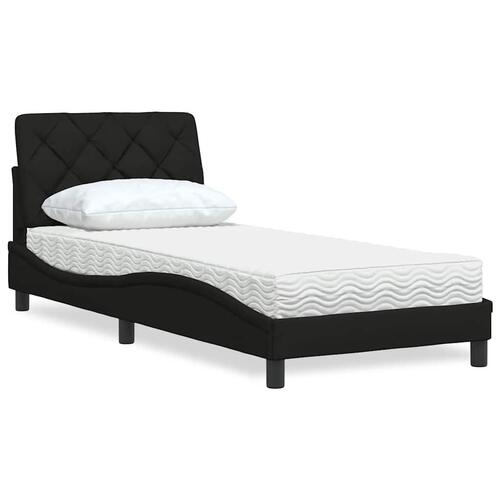 Seng med madras 90x190 cm stof sort