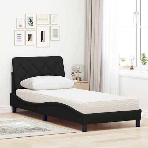 Seng med madras 90x190 cm stof sort