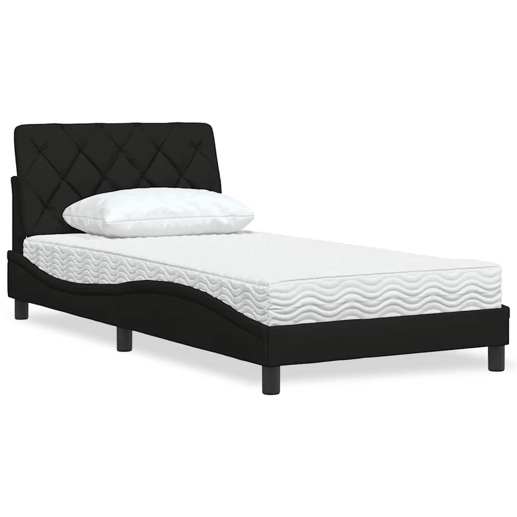 Seng med madras 100x200 cm stof sort