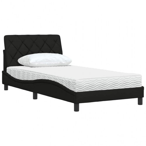 Seng med madras 100x200 cm stof sort