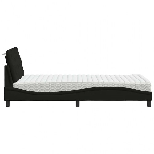 Seng med madras 100x200 cm stof sort