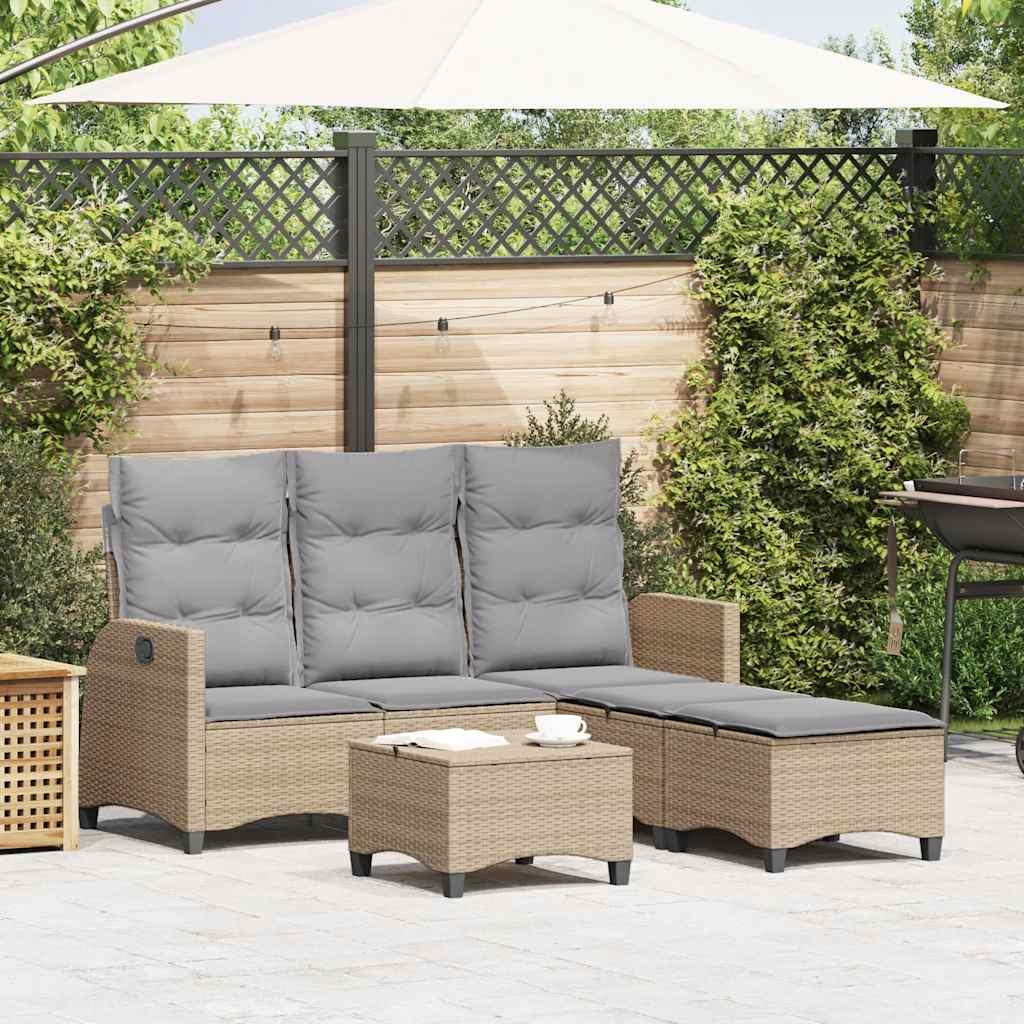 Sofasæt til haven 3 dele med hynder L-formet polyrattan beige