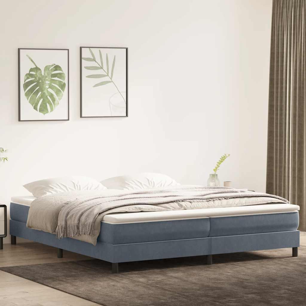 Kontinentalseng med madras 200x210 cm fløjl mørkegrå
