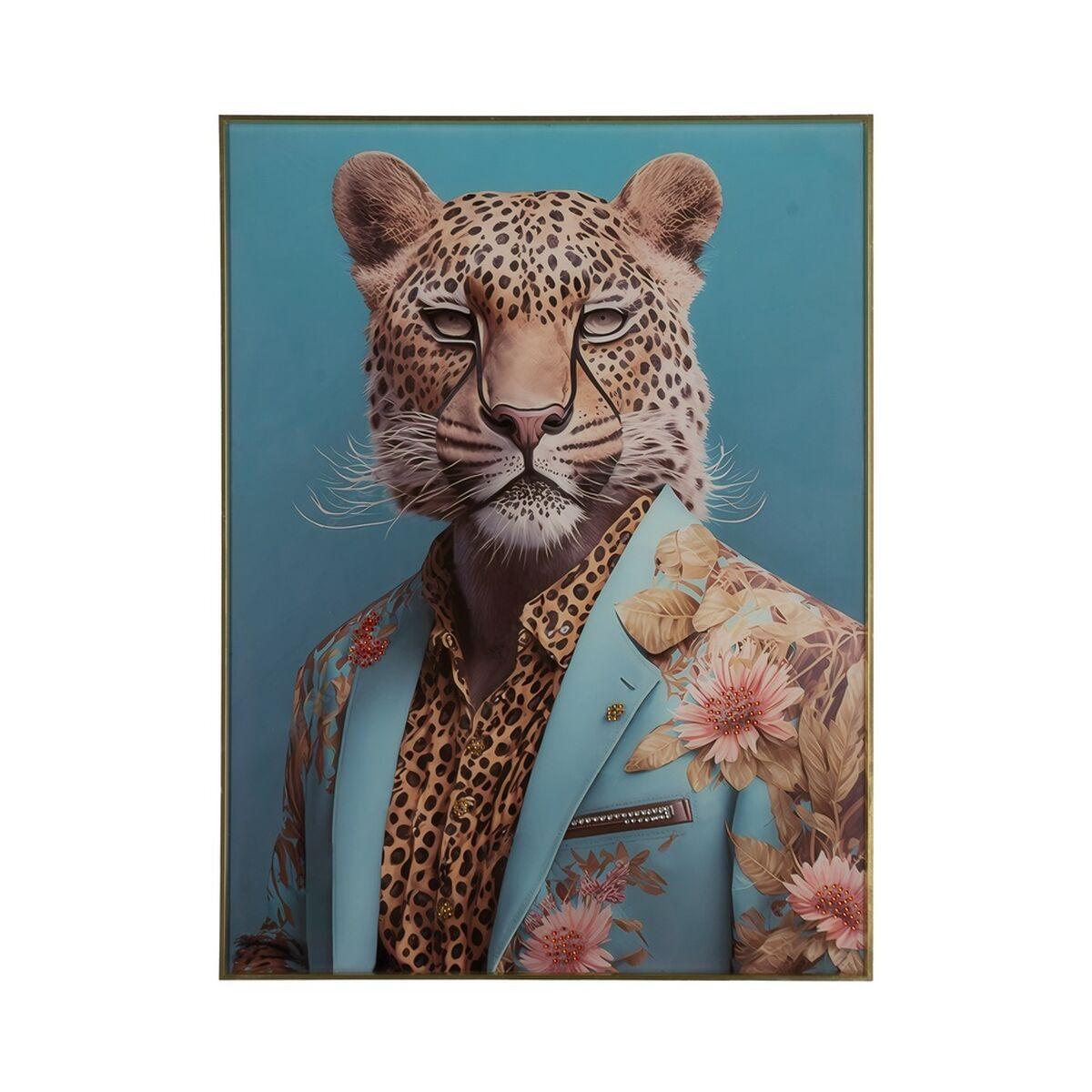 Maleri i aluminium med hærdet glas, Leopard - 60 × 80 cm