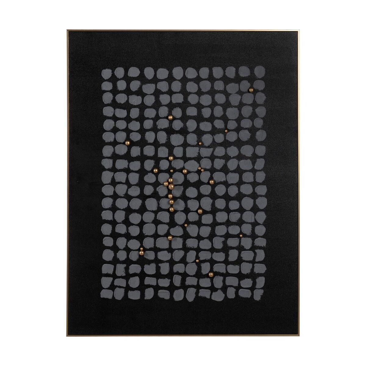 Home lærredsbillede med polystyrenramme - 90 × 120 cm, sort/grå, abstrakt