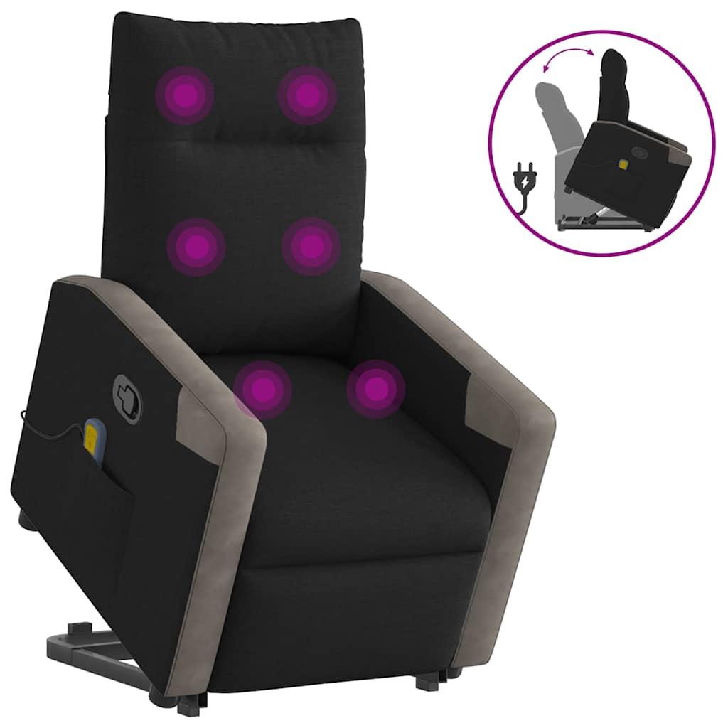 Løftestol med massage i stof - sort