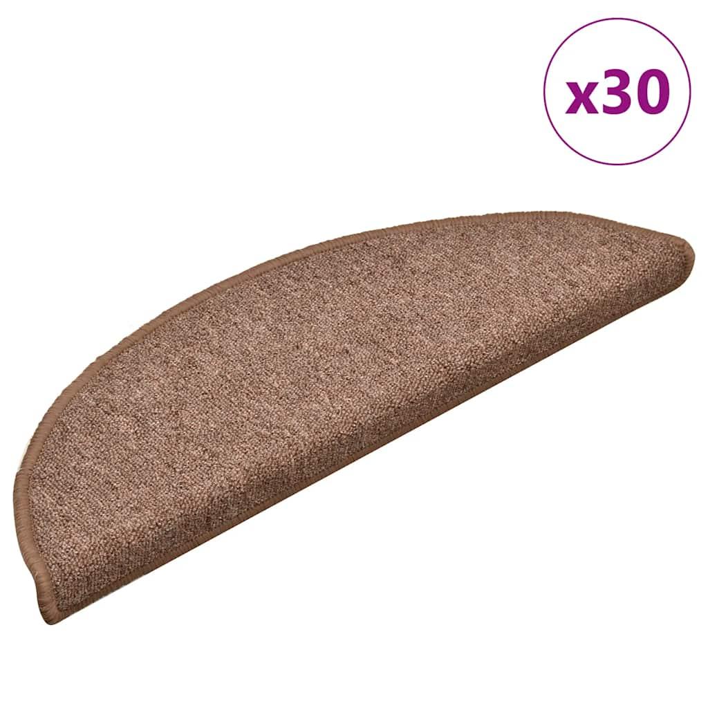 Trappemåtter 30 stk. 56x17x3 cm brune halvrunde