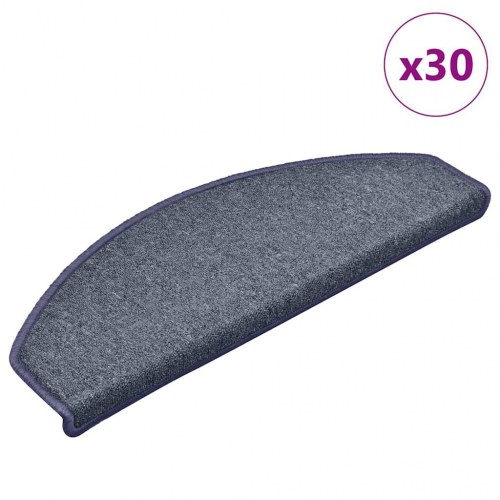 Trappemåtter 30 stk. halvrunde 65 x 24 x 4 cm - mørkegrå og blå