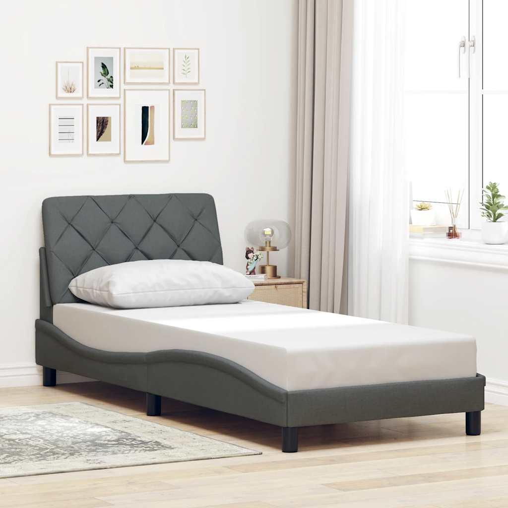 Sengeramme uden madras Mørkegrå 90x190 cm Stof