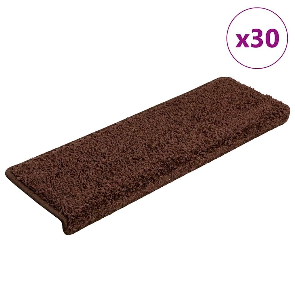 Trappemåtter 30 stk. 65x21x4 cm brune rektangulære kanter