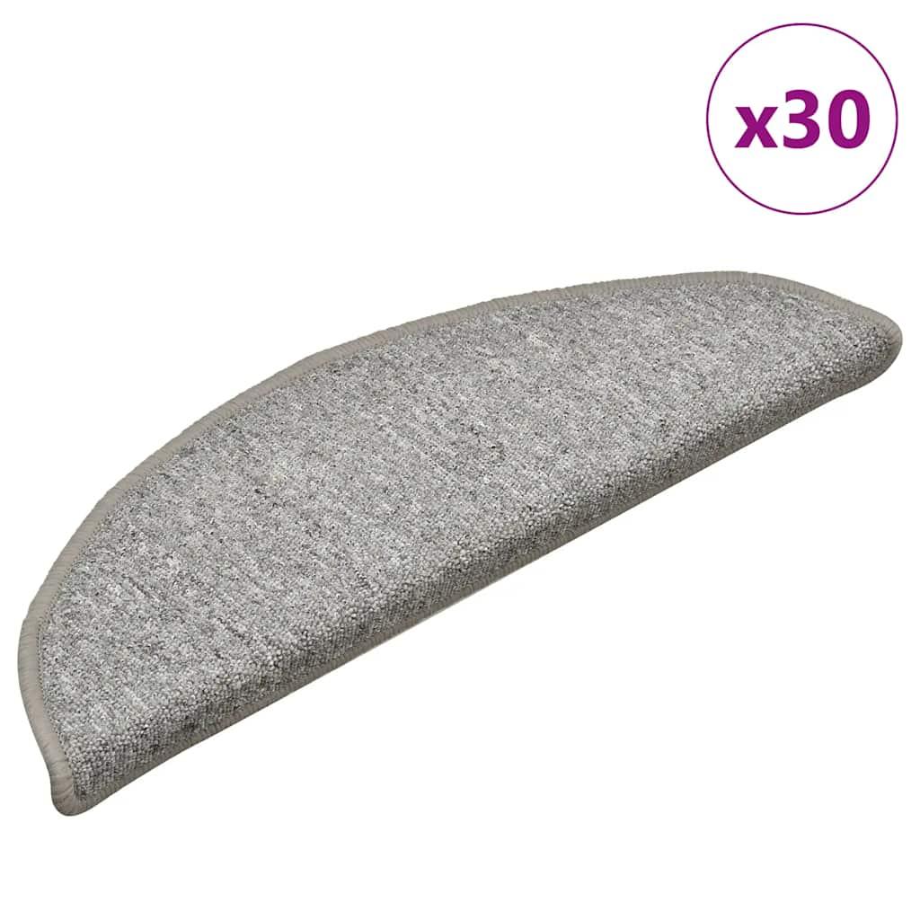 Trappemåtter 30 stk. 56x17x3 cm lysegrå halvrunde