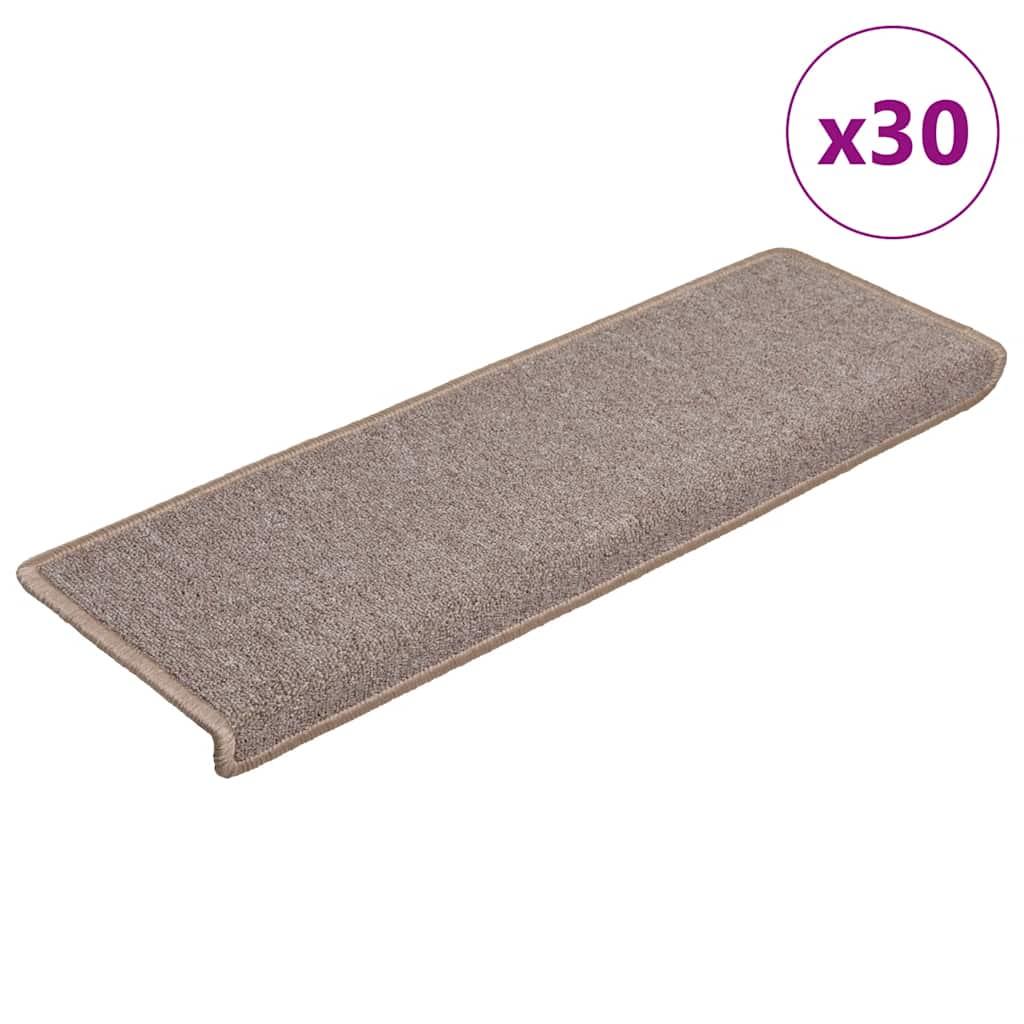 Trappemåtter 30 stk. 65x21x4 cm lysebrune rektangulære kanter