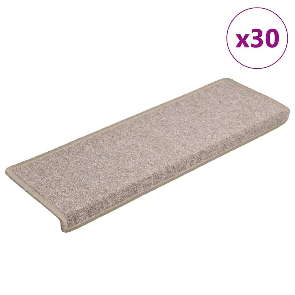 Trappemåtter 30 stk. 65x21x4 cm taupe rektangulær kant