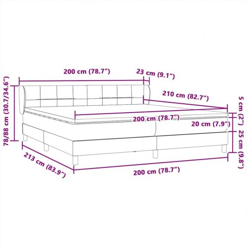 Kontinentalseng med madrasser 200x210 cm fløjl mørkegrå