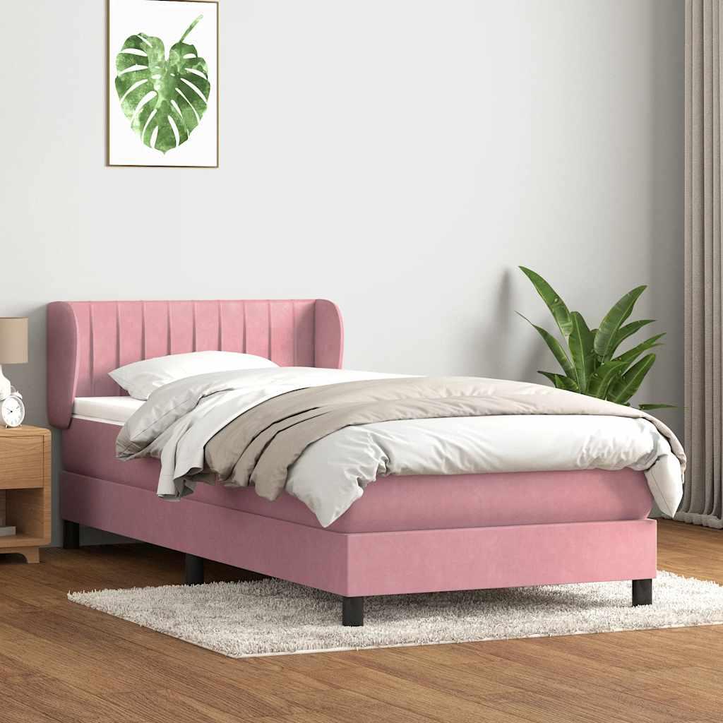 Kontinentalseng med Madras Fløjl Lodrette Striber - Lyserød / 80 x 220 cm