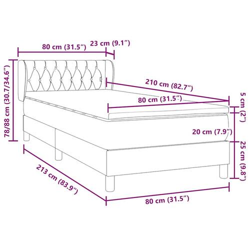 Kontinentalseng med madras lyserød 80x210 cm fløjl