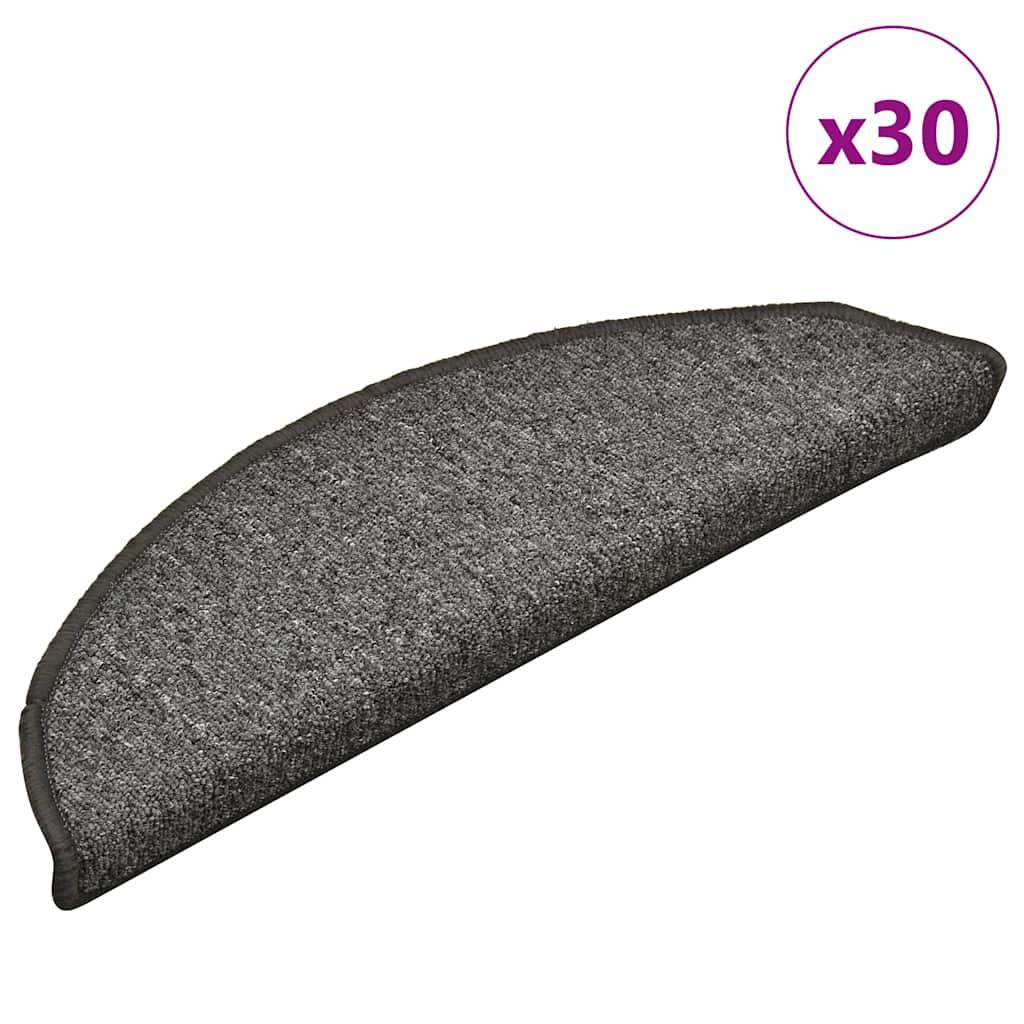 Trappemåtter 30 stk. 56x17x3 cm mørkegrå halvrunde