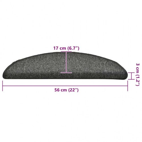 Trappemåtter halvrunde 30 stk. 56 x 17 x 3 cm - grå og sort