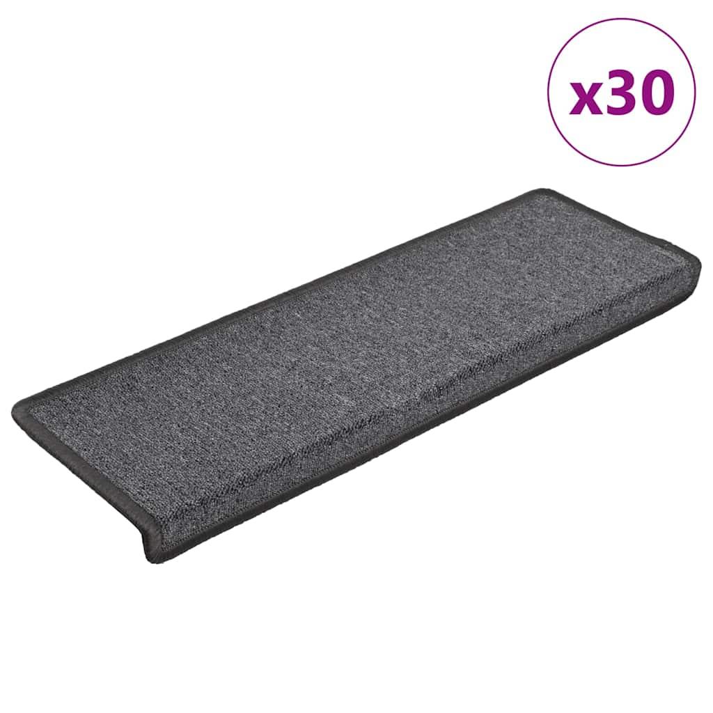 Trappemåtter 30 stk. 65x21x4 cm mørkegrå rektangulær kant