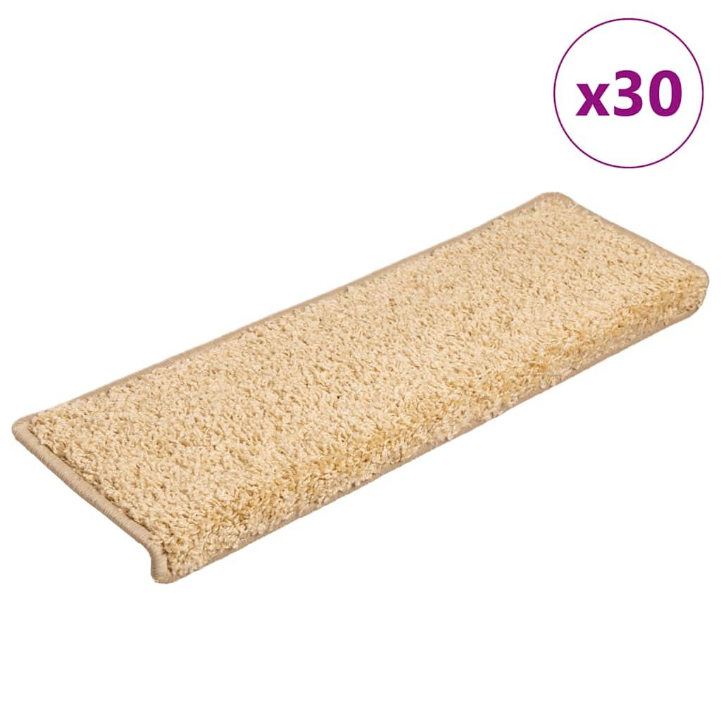 Trappemåtter 30 stk. 65x21x4 cm cremefarvede rektangulære kanter