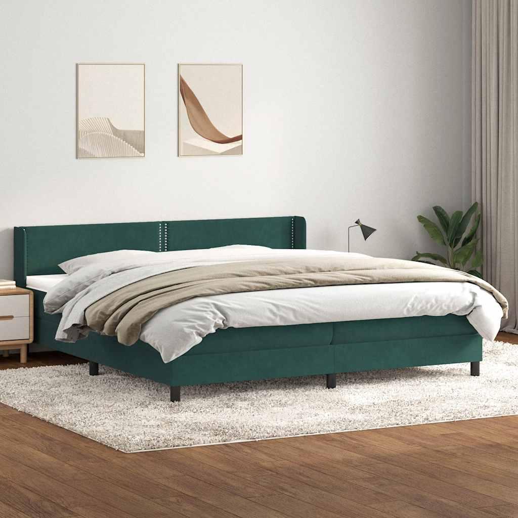 Kontinentalseng med madras 180 × 220 cm i fløjl - mørkegrøn