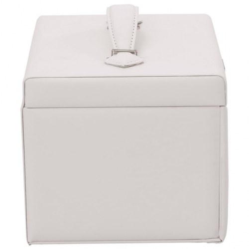 Smykkeskrin med 4 lag, spejl og lås - hvid/beige