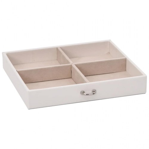 Smykkeskrin med 4 lag, spejl og lås - hvid/beige