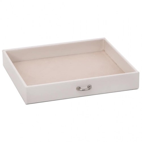 Smykkeskrin med 4 lag, spejl og lås - hvid/beige