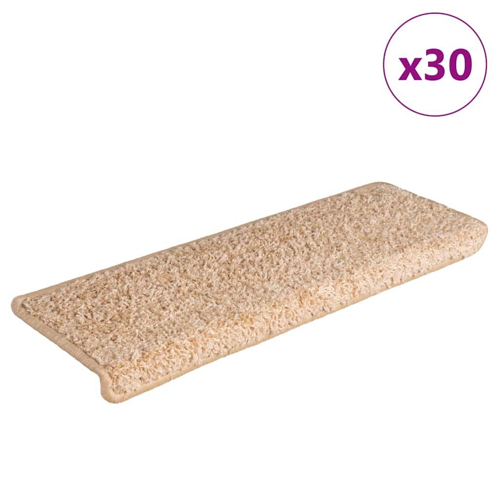 Trappemåtter 30 stk. - 65 × 21 × 4 cm, guldfarvet, rektangulær kant