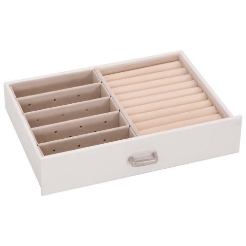 Smykkeskrin 5-lags med spejl og lås - hvid/beige