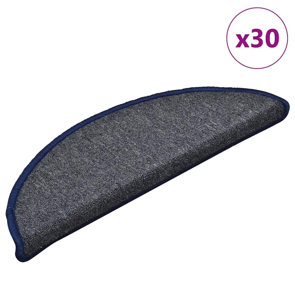 Trappemåtter 30 stk. 56x17x3 cm mørkegrå og blå halvrunde