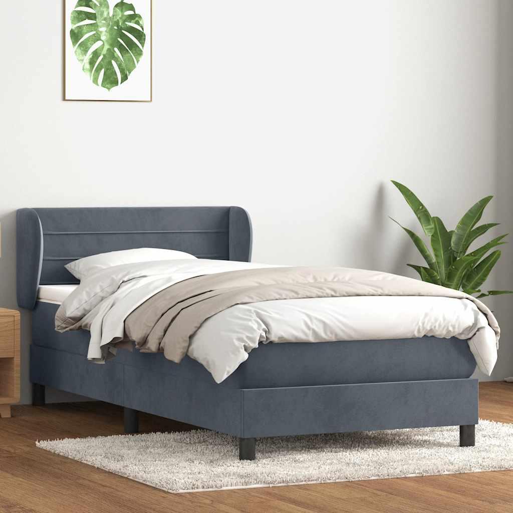 Kontinentalseng med madras mørkegrå 80x220 cm fløjl