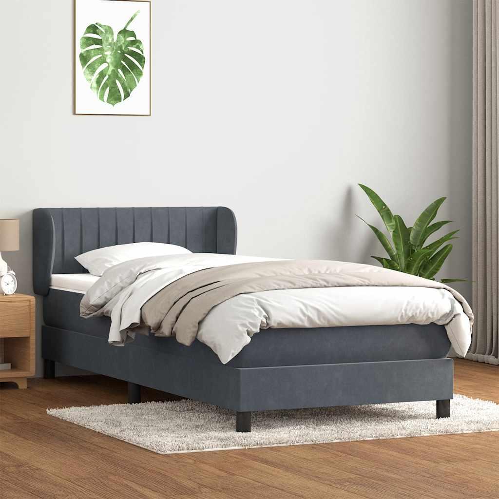 Kontinentalseng med madras mørkegrå 80x220 cm fløjl