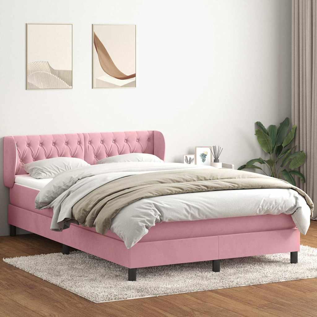 Kontinentalseng med madras 140x210 cm fløjl lyserød