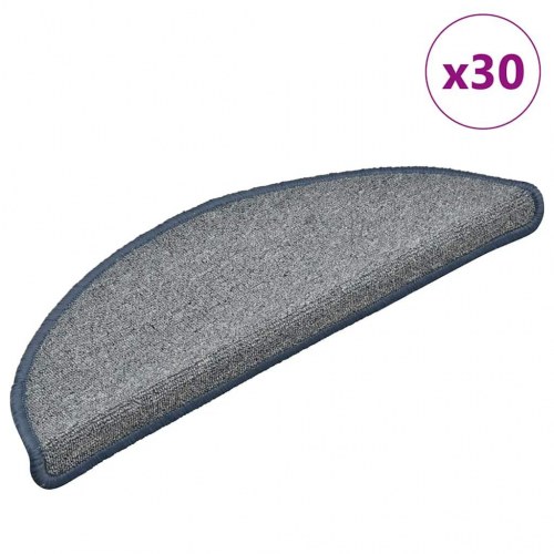 Trappemåtter 30 stk. halvrunde 56 x 17 x 3 cm - lysegrå og blå