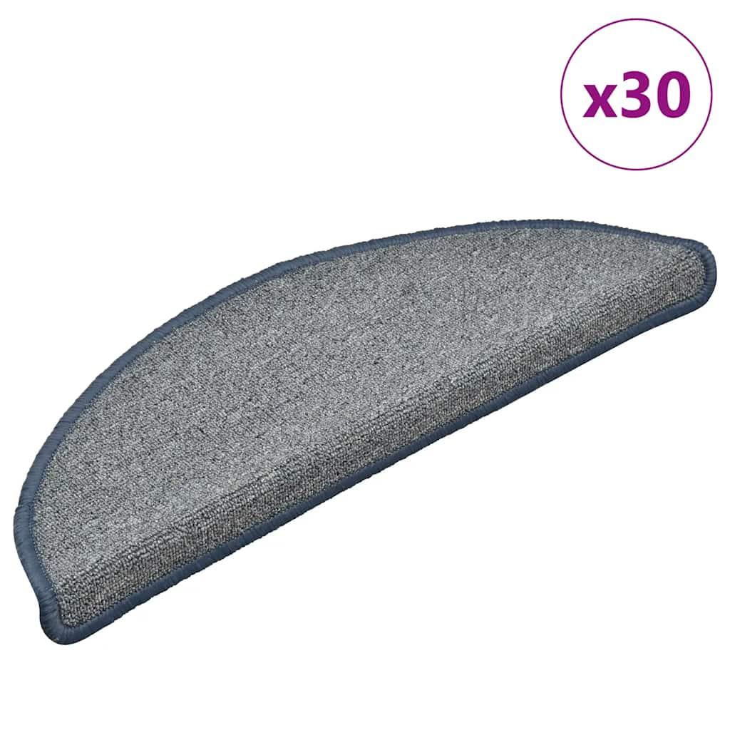 Trappemåtter 30 stk. 56x17x3 cm lysegrå og blå halvrunde