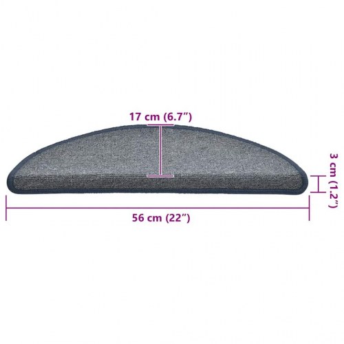Trappemåtter 30 stk. halvrunde 56 x 17 x 3 cm - lysegrå og blå