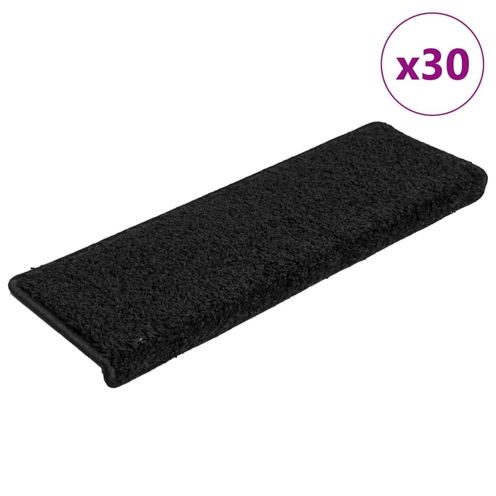 Trappemåtter 30 stk. 65x21x4 cm sorte rektangulære kanter