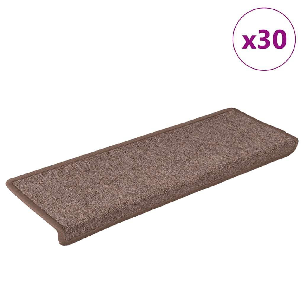 Trappemåtter 30 stk. 65x21x4 cm brune rektangulære kanter