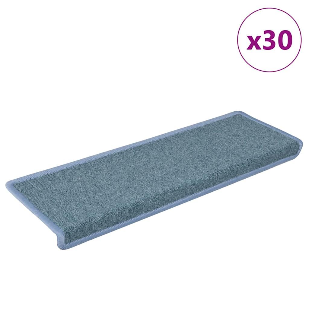 Trappemåtter - 30 stk. havblå, 65 × 21 × 4 cm med rektangulær kant