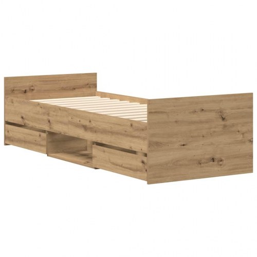 Sengeramme med 4 skuffer 100 x 200 cm - kunsteg