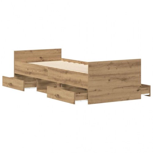 Sengeramme med 4 skuffer 100 x 200 cm - kunsteg