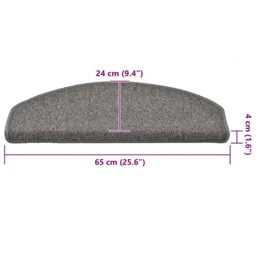 Trappemåtter halvrunde 30 stk. 65 x 24 x 4 cm - grå og sort